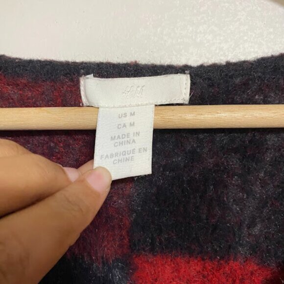 H&M Buffalo Women's Red Black Plaid Sweater Dress Size M - Picture 4 of 7